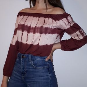 💖2/20$ Off the Shoulder Tie-Dye Long Sleeve